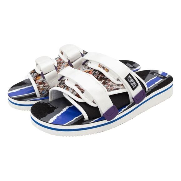 Missoni X Suicoke Collab Moto Slide Sandals White Zig Zag Pattern Slip-On 16 - Picture 2 of 14